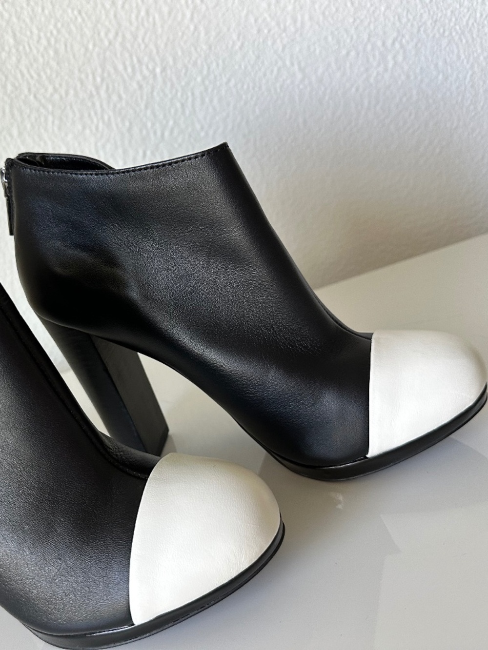 Brand-New, Two-Toned Vintage Victoria Secret Leather Booties, Size 7.5
